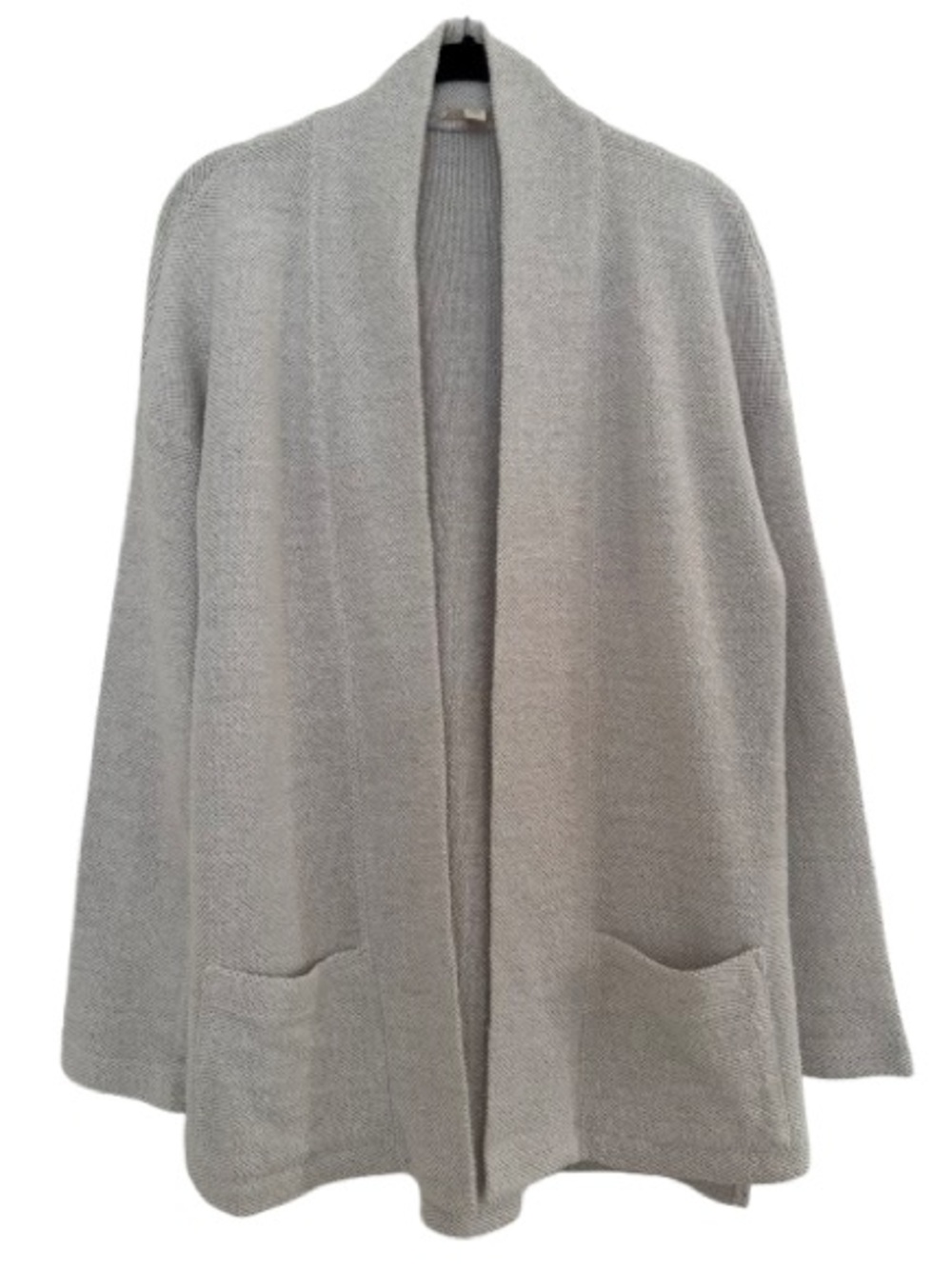Eileen Fisher Petite Open Front Cardigan Sweater Cotton Blend Minimal White